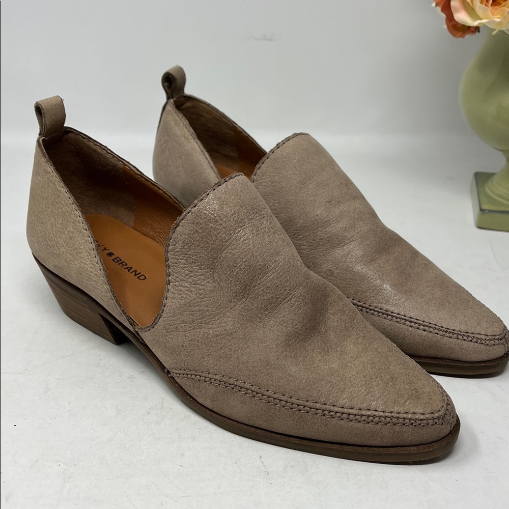 LUCKY BRAND Mahzan loafers tan hazel leather pointed almond toe women’s sz 6.5 - Picture 4 of 14